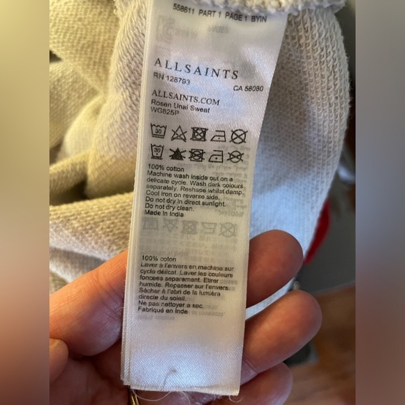 All Saints "Rosen Unai Sweat Cold Shoulder Sweatshirt Sz Medium - Picture 7 of 8